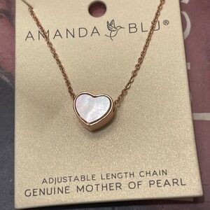 Rose Gold Heart Necklace with Mother of Pearl